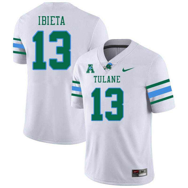 Tulane Green Wave #13 Justin Ibieta College Football Jerseys Stitched Sale-White